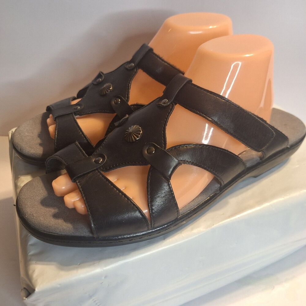 Propet Black Leather Women's Sandals Size 11 - Picture 4 of 10